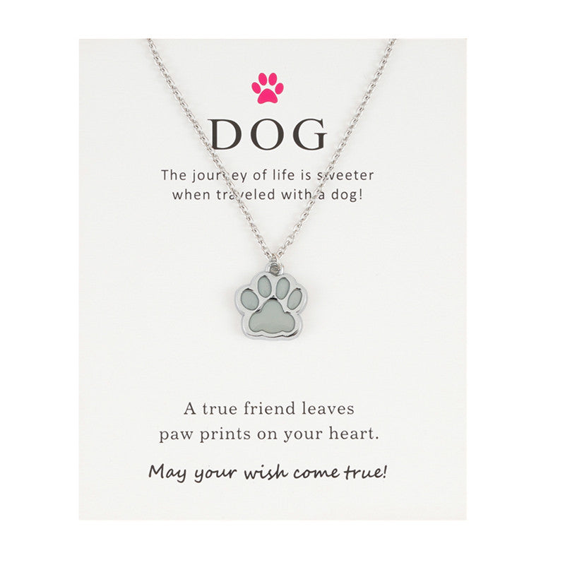 Wholesale Luminous Dog Paws Stainless Steel Necklaces